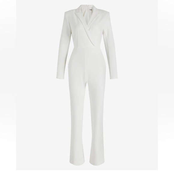 NWT Express Twill Long Sleeve Blazer Jumpsuit White Size 10 - Picture 2 of 4